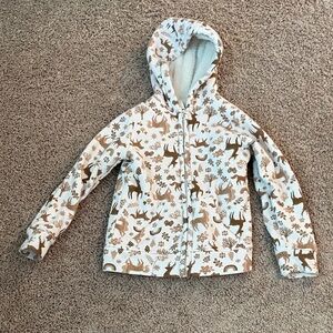 Winter Forest Animal Print sweatshirt jacket fleece size small